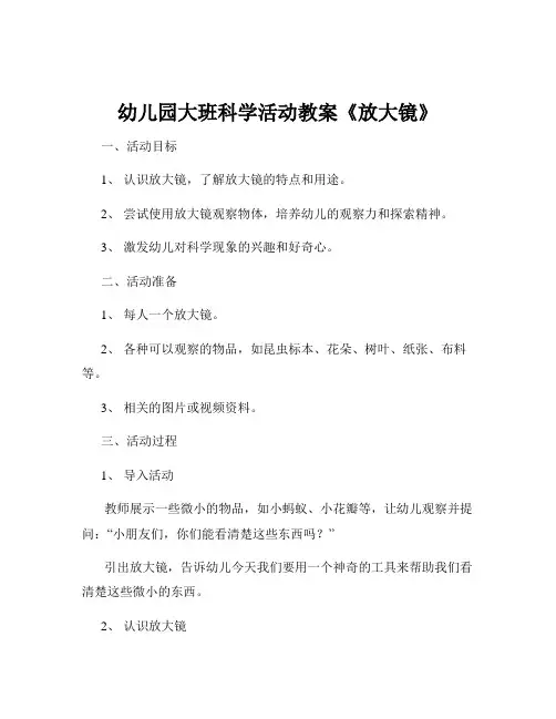 幼儿园大班科学活动教案《放大镜》
