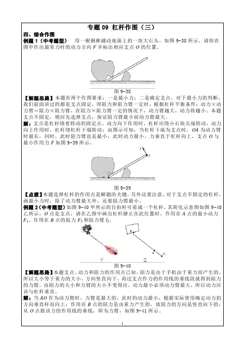 2024年中考物理复习专题：杠杆作图(三)