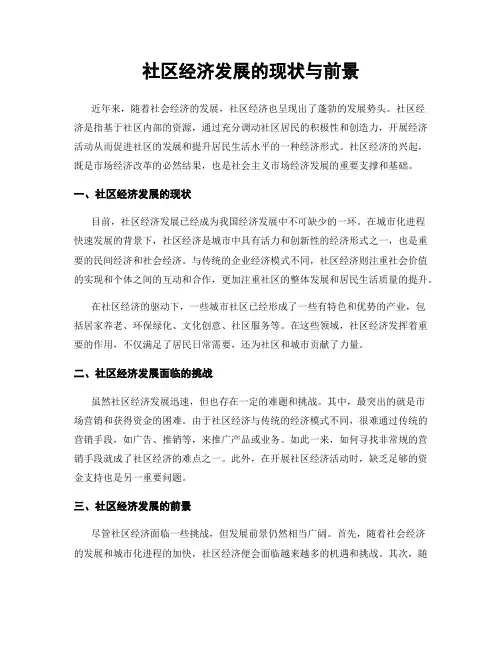 社区经济发展的现状与前景