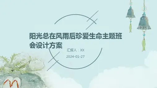 阳光总在风雨后珍爱生命主题班会设计方案