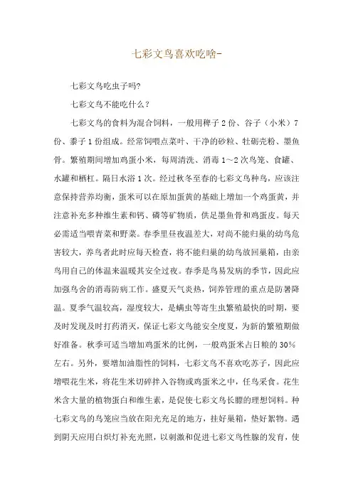 七彩文鸟喜欢吃啥--七彩文鸟吃虫子吗-