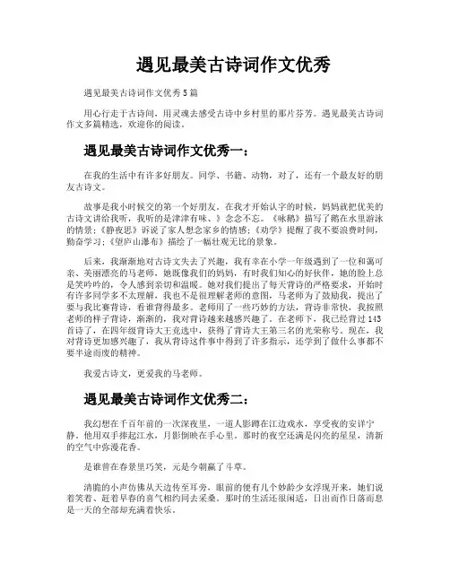 遇见最美古诗词作文优秀