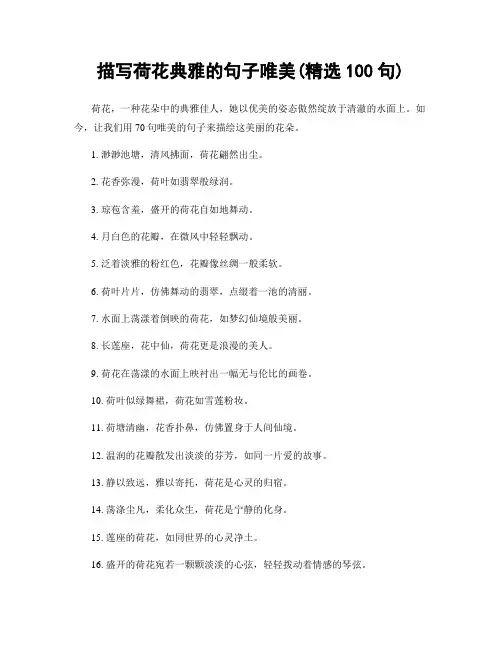 描写荷花典雅的句子唯美(精选100句)