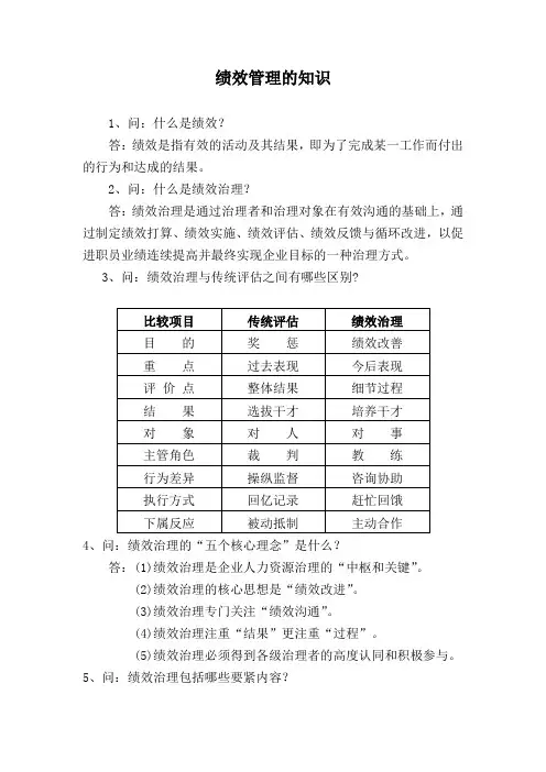绩效管理的知识
