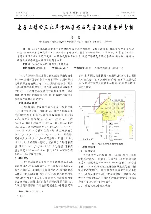 桌子山煤田三北羊场地区煤层气资源赋存条件分析