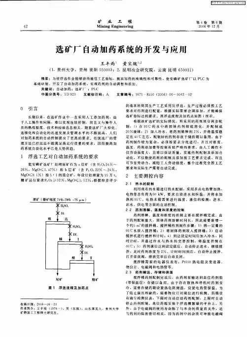 选矿厂自动加药系统的开发与应用