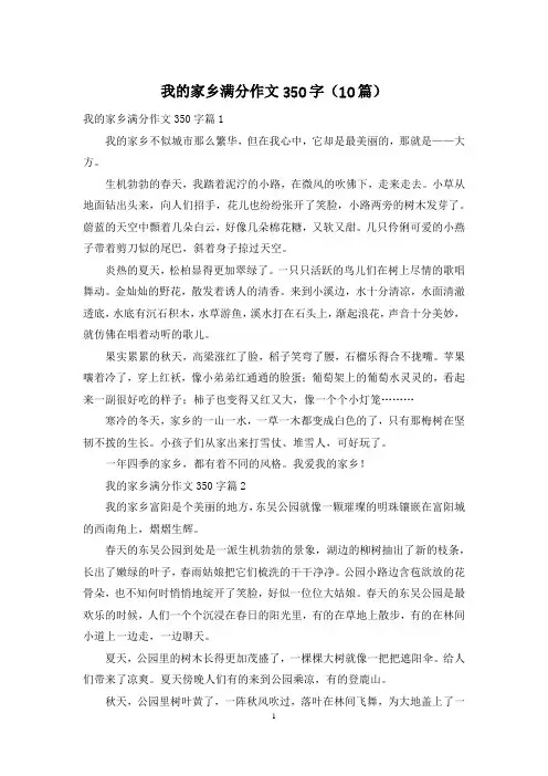 我的家乡满分作文350字(10篇)