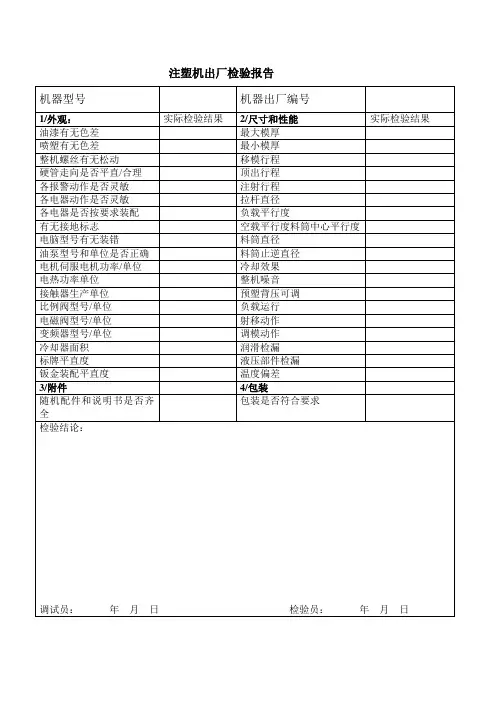 注塑机整机检验测试报告