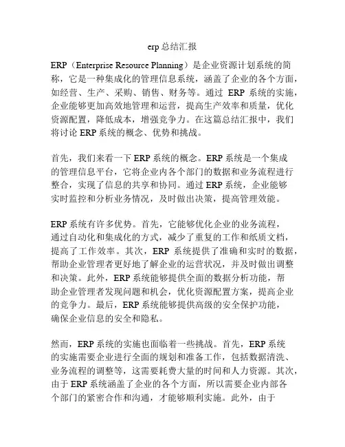 erp总结汇报