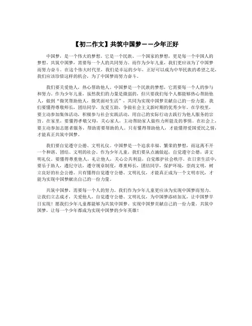 【初二作文】共筑中国梦――少年正好