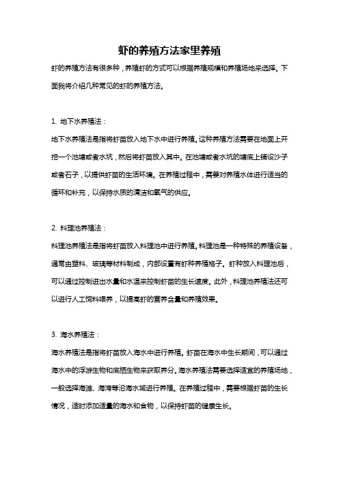 虾的养殖方法家里养殖