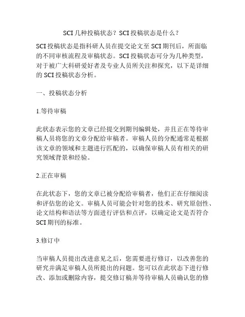 SCI几种投稿状态？SCI投稿状态是什么？