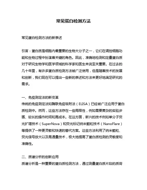 常见蛋白检测方法