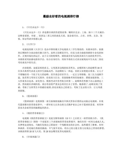 最励志好看的电视剧排行榜