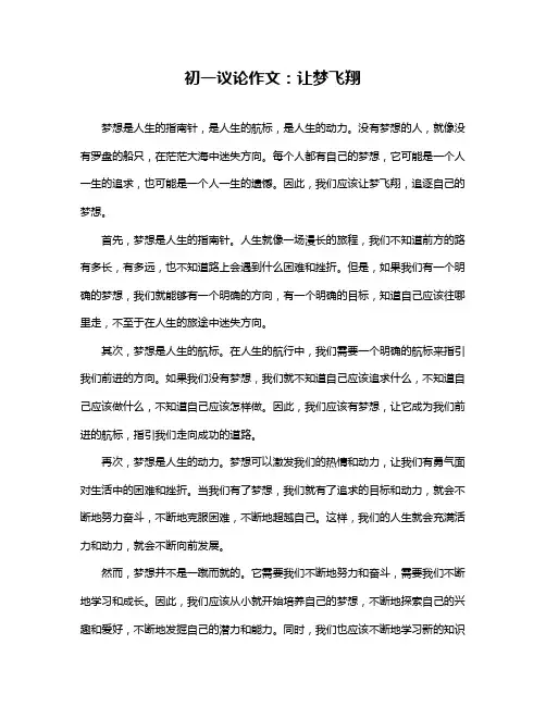 初一议论作文：让梦飞翔