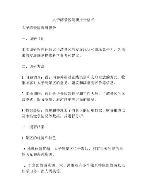 太子湾景区调研报告格式