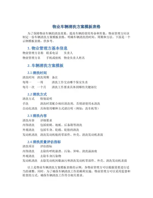 物业车辆清洗方案模板表格