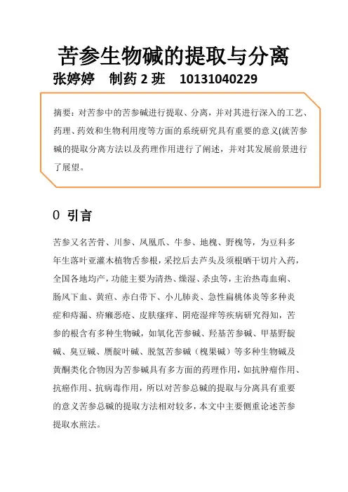 苦参生物碱的提取与分离