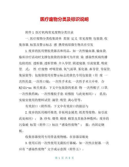 医疗废物分类及标识说明