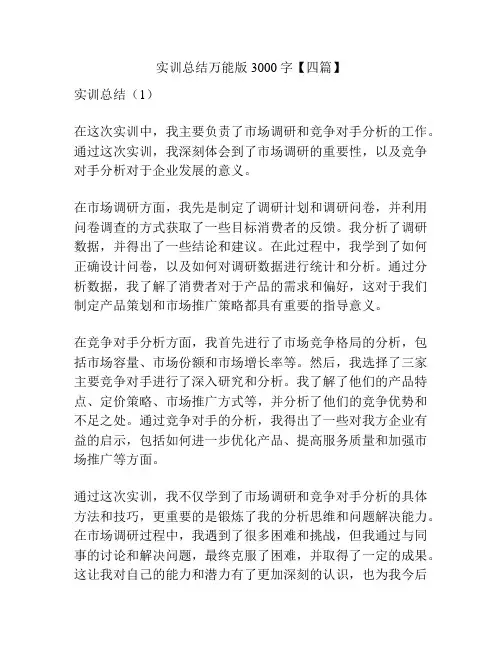 实训总结万能版3000字【四篇】