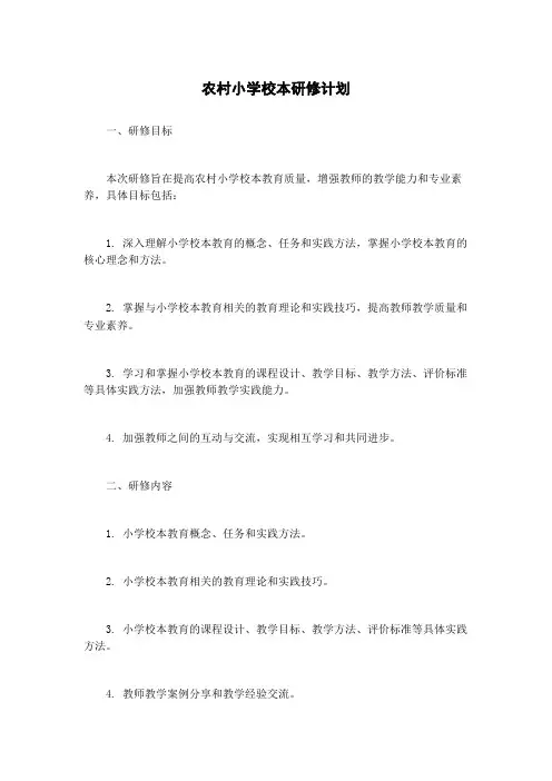农村小学校本研修计划