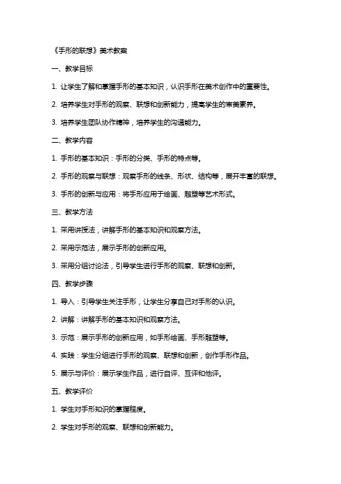 《手形的联想》美术教案
