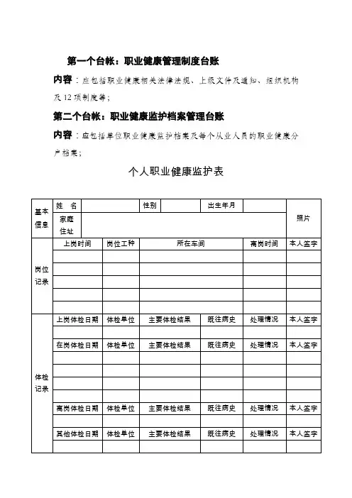 职业健康七个台账