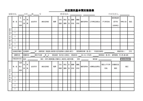 社区居民信息登记表