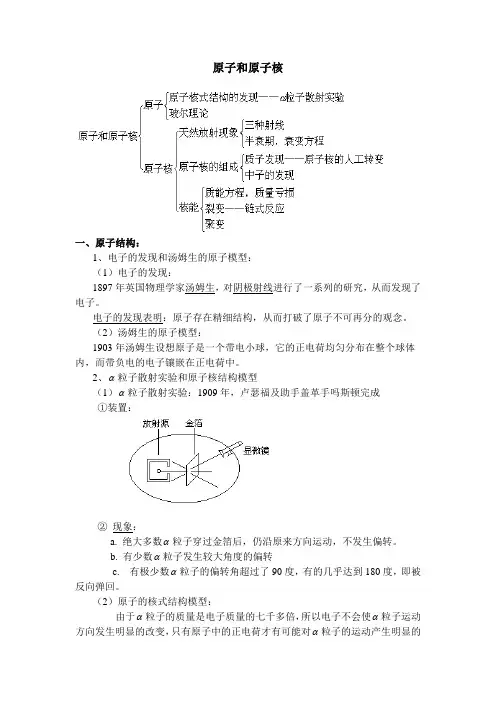 原子和原子核原子结构1电子的发现和汤姆生的原子模型1