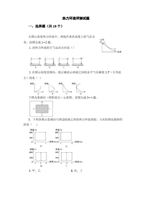 热力环流评测试题