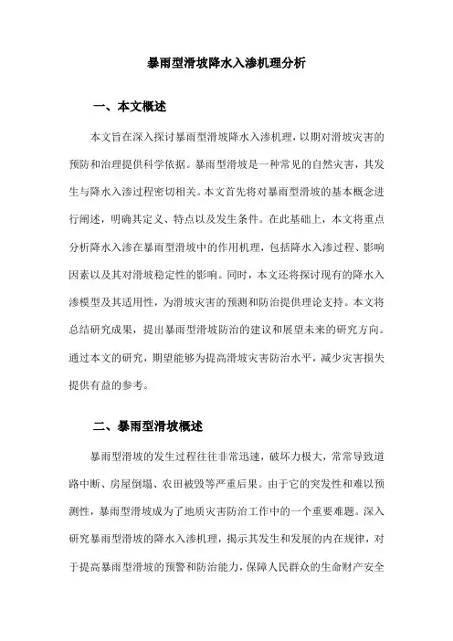 暴雨型滑坡降水入渗机理分析