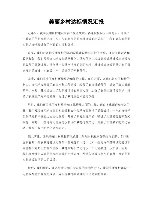 美丽乡村达标情况汇报