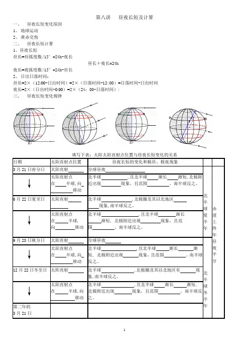 第八讲   昼夜长短及计算