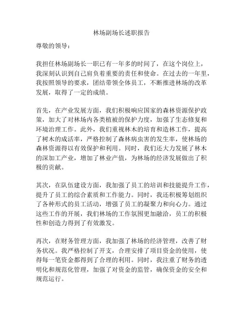 林场副场长述职报告