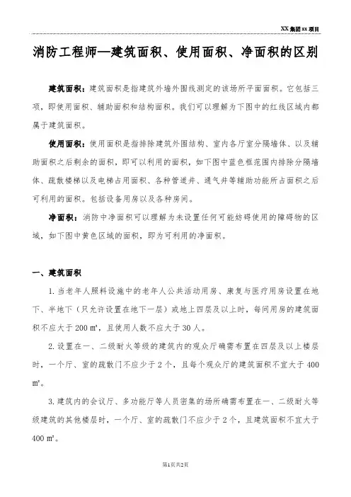 消防工程师—建筑面积、使用面积、净面积的区别