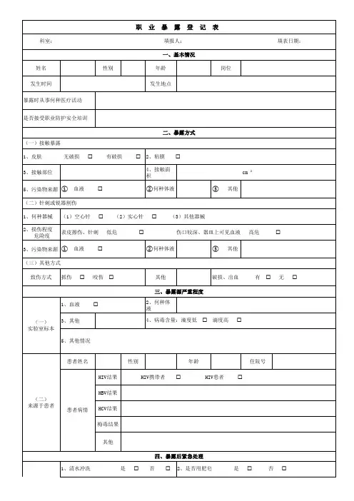 职业暴露登记表