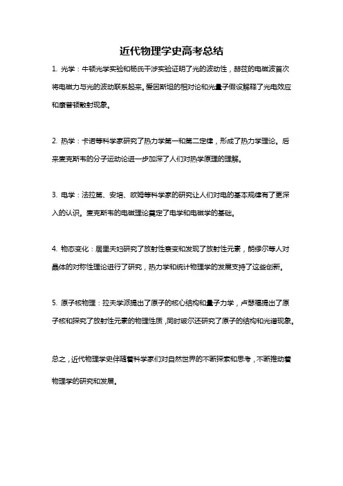 近代物理学史高考总结