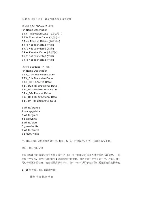 各种接口针脚定义
