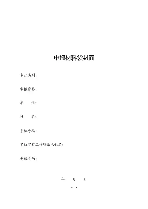 申报材料袋封面