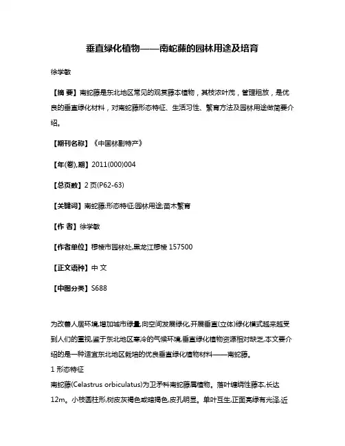 垂直绿化植物——南蛇藤的园林用途及培育