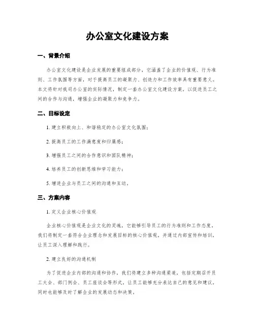 办公室文化建设方案