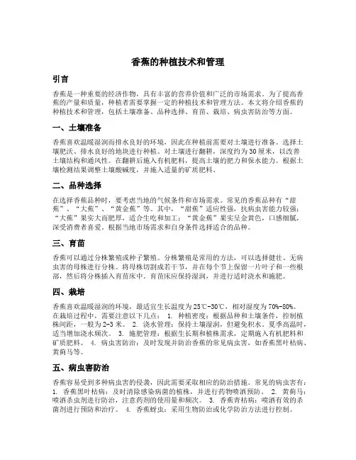 香蕉的种植技术和管理