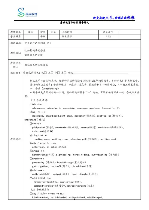 十大词性之构词法(1)
