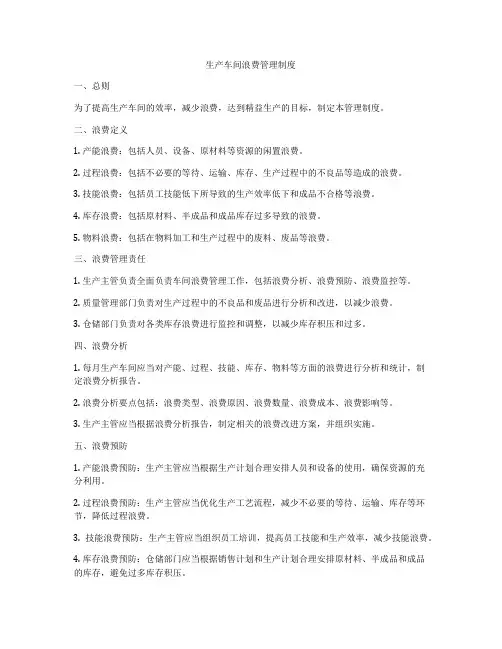 生产车间浪费管理制度
