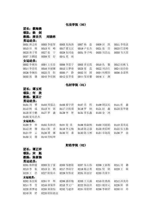 2015校运会秩序册 各学院