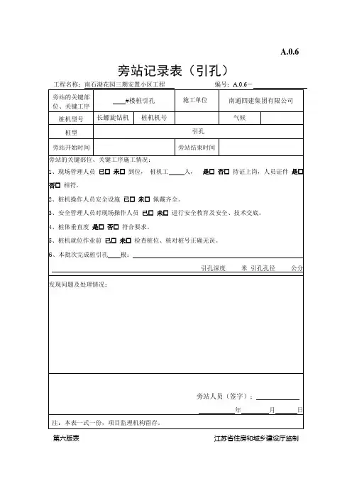 旁站记录(引孔)