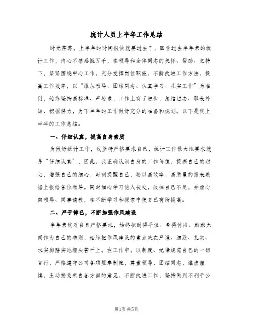 统计人员上半年工作总结（二篇）