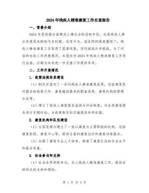 2024年残疾人精准康复工作自查报告