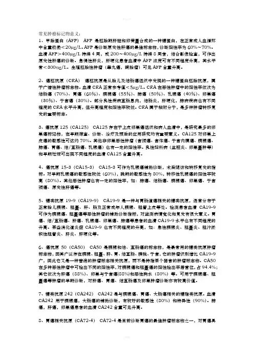 常见肿瘤标志物意义