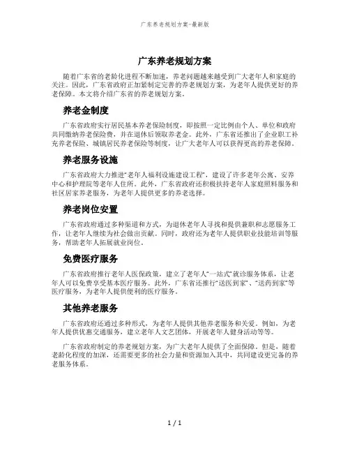 广东养老规划方案-最新版